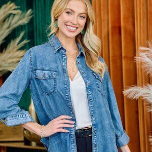 Chambray Button Down Shirt With Roll up Sleeve NWT Brand new with multiple sizes